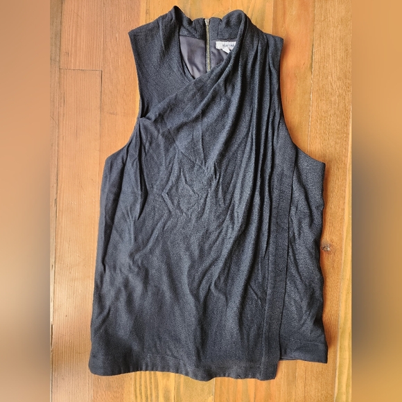 Helmut Lang L black drape top viscose GUC with snags - Picture 3 of 11